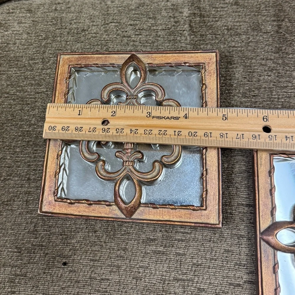 Pair of Ornate Decorative Square Wall Mirror Set 5”x 5”